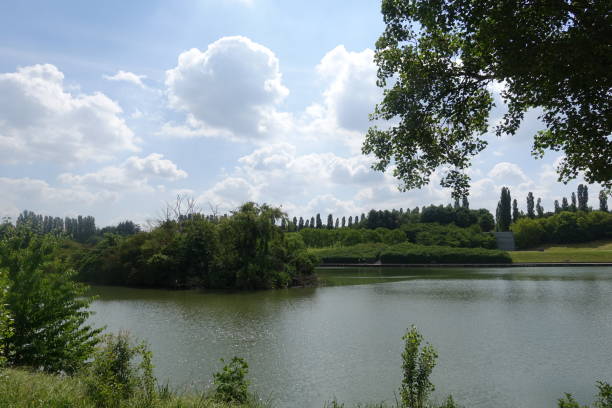 istock Tree-lined pond in the Paris region 1249398419