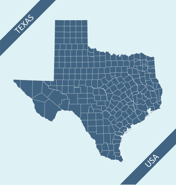Counties map of Texas Highly detailed county map of Texas state of United States of America for web banner, mobile app, and educational use. The map is accurately prepared by a map expert. corpus christi map stock illustrations