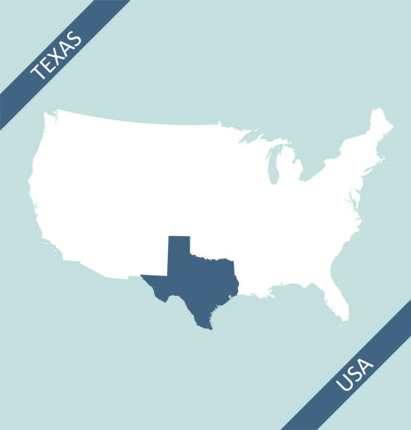 Texas highlighted on USA map Highly detailed map of United States of America with highlighted state of Texas for web banner, mobile app, and educational use. The map is accurately prepared by a map expert. corpus christi map stock illustrations