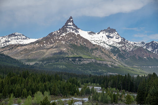 View of the Bear tooth mountain pass - road in western USA