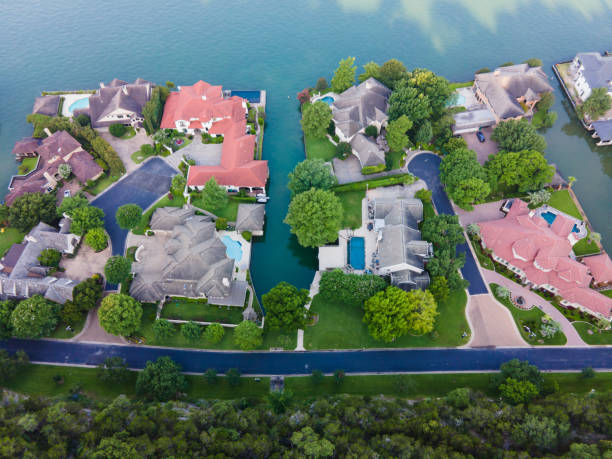 istock Looking down from above Colorful Luxury Rooftops on mansions in Mount Bonnell 1249402361