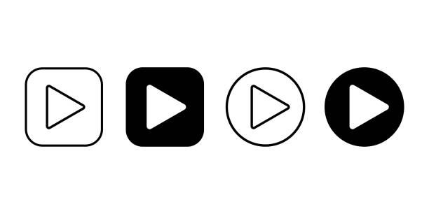 ilustraciones, imágenes clip art, dibujos animados e iconos de stock de icono de conjunto de botones de reproducción aislado sobre fondo blanco - soporte de almacenamiento de audio analógico