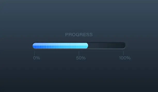 Vector illustration of Progress Bar. Blue loading bar. Vector - stock illustration