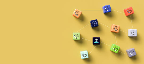 istock cube-grid with icons symbolizing a conference call - 3D rendered illustration 1249409115