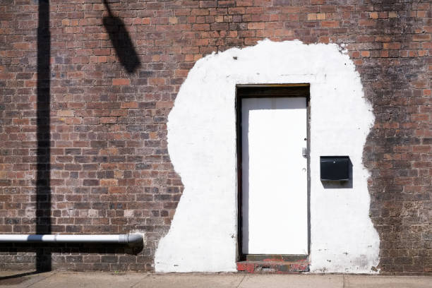 White door spray paint with shadow in New York
