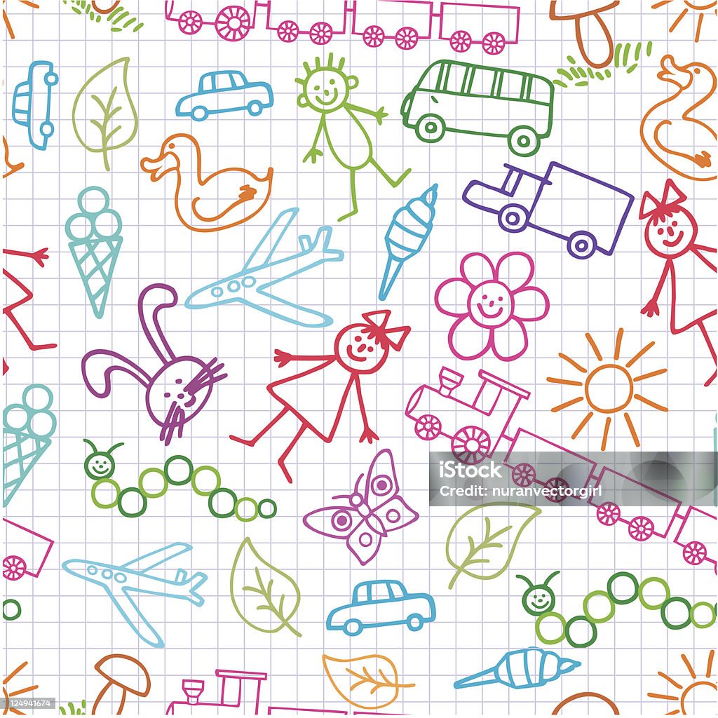 Children's drawings. Doodle background. Child's Drawing stock vector
