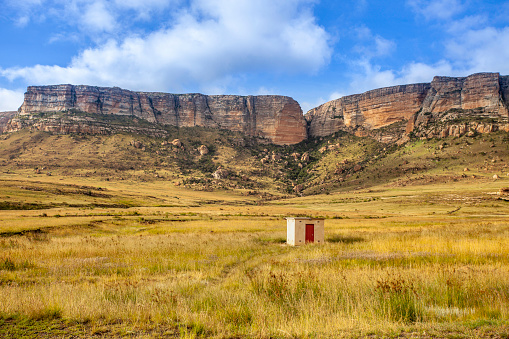 Entrance to Golden Gate Highlands National Park, situated in Free State province near Clarens, and high sandstone cliffs and San Rock paintings.