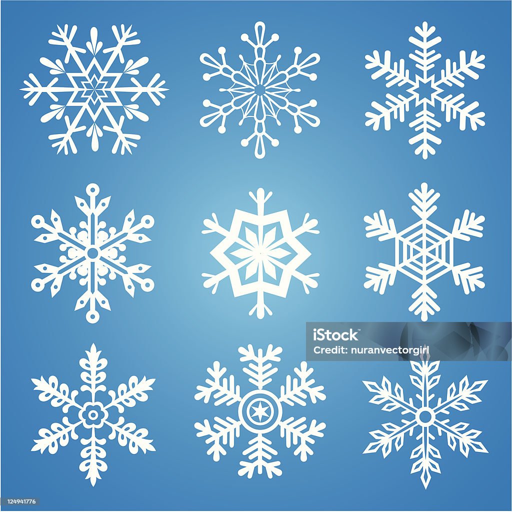 Set di fiocchi di neve. - arte vettoriale royalty-free di Astratto
