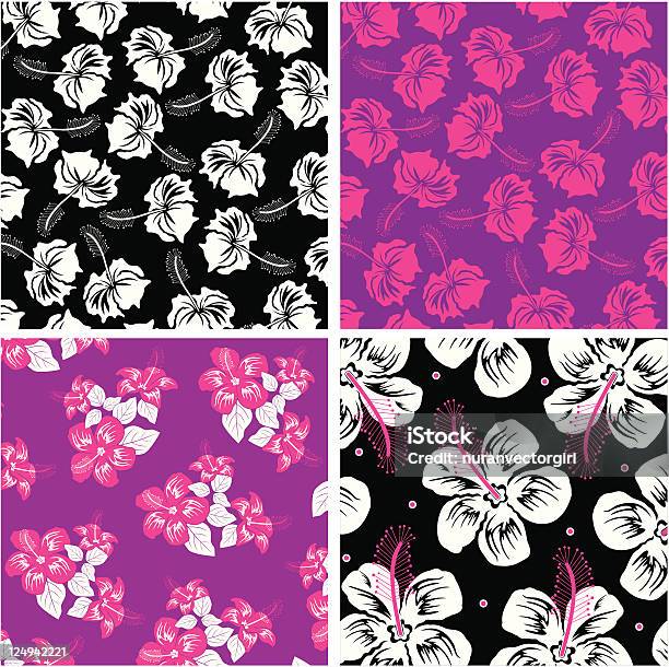 Floral Background Fabric Set Stock Illustration - Download Image Now - Backgrounds, Beauty, Black Color