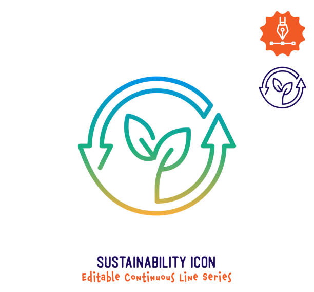 устойчивое устойчивое развитие непрерывной линии редактируемый значок - environmental conservation recycling recycling symbol symbol stock illustrations