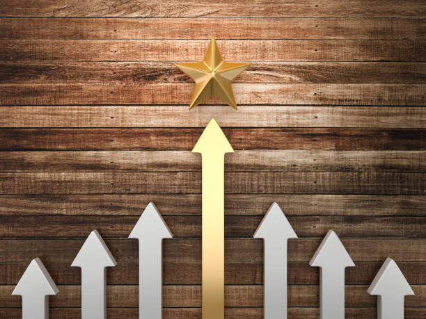 Arrows and Star on Wood Wall Background - 3D Rendering Arrows and Star on Wood Wall Background - 3D Rendering goldco reviews worth stock pictures, royalty-free photos & images