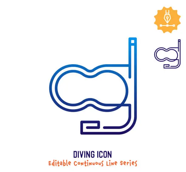 Vector illustration of Diving Continuous Line Editable Icon