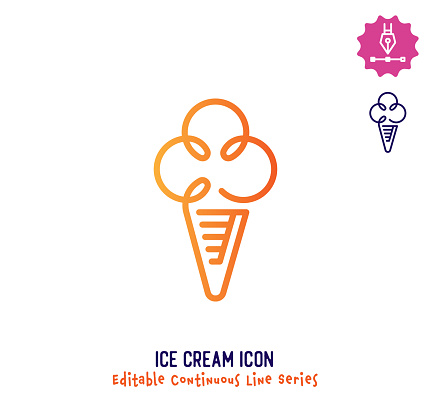 Ice cream vector icon illustration for logo, emblem or symbols. Part of continuous line minimalistic drawing series.