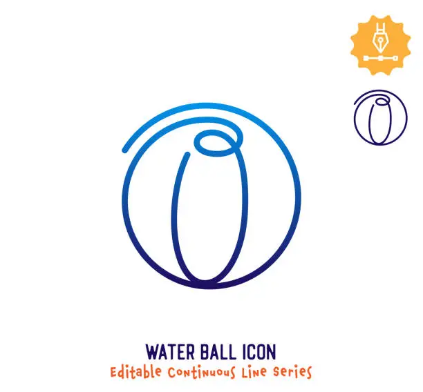 Vector illustration of Beach Ball Continuous Line Editable Icon