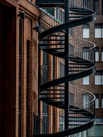 Modern architecture business building, staircase and windows, white walls