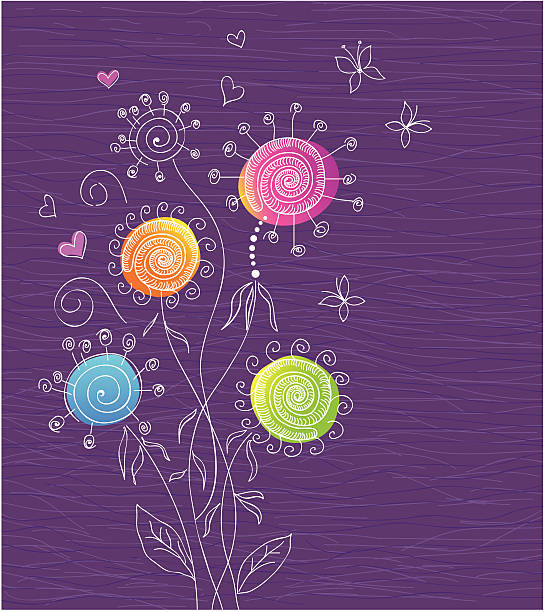 illustrations, cliparts, dessins animés et icônes de fleur fond avec papillon. - valentines day love single flower flower