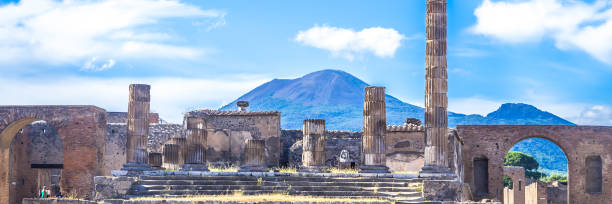 istock Ancient ruins of Pompeii, Italy. Web banner panoramic view. 1249453594
