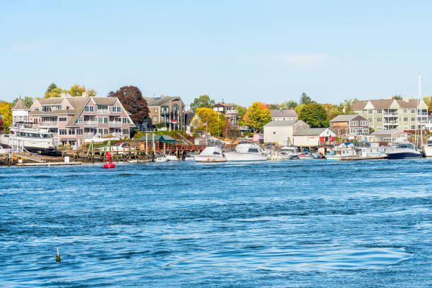 istock Yachts moored in a river harbour with residential buildings in background 1249456764
