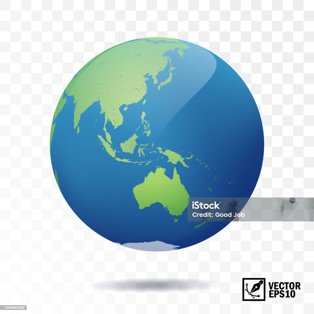 3d Isolated Vector Earth Globe With View Of The Continents Of Australia And  Eurasia Stock Illustration - Download Image Now - iStock