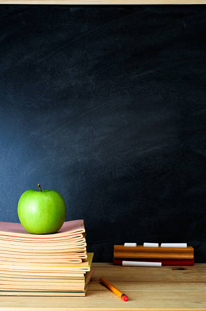 istock Teacher's Desk and Chalkboard 124946653