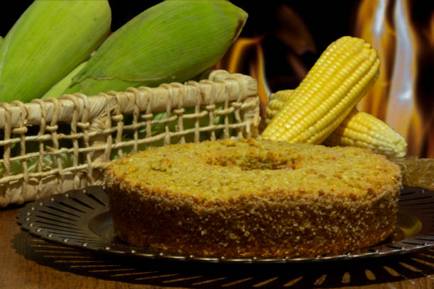 Healthy corn cake with whole wheat flour stock photo
