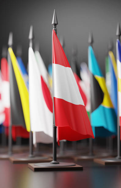 istock AUSTRIA Colors Background, AUSTRIAN National Flag (3D Render) 1249468989