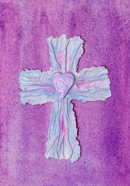 istock Painted Paper Cross on Watercolor background 1249475614