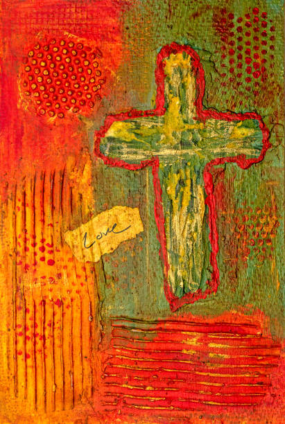 istock Mixed Media Painted Paper Cross 1249476454