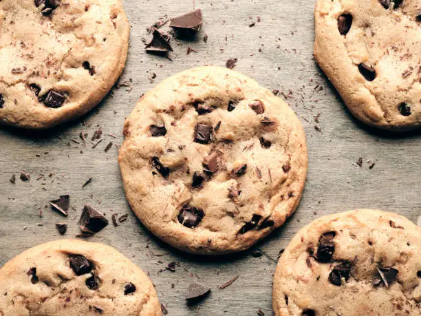 Photo of Crispy chocolate chips cookies homemade.