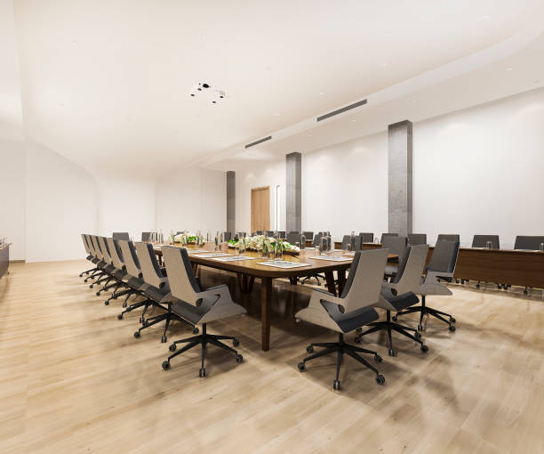 istock 3d rendering business meeting room on high rise office building 1249486739