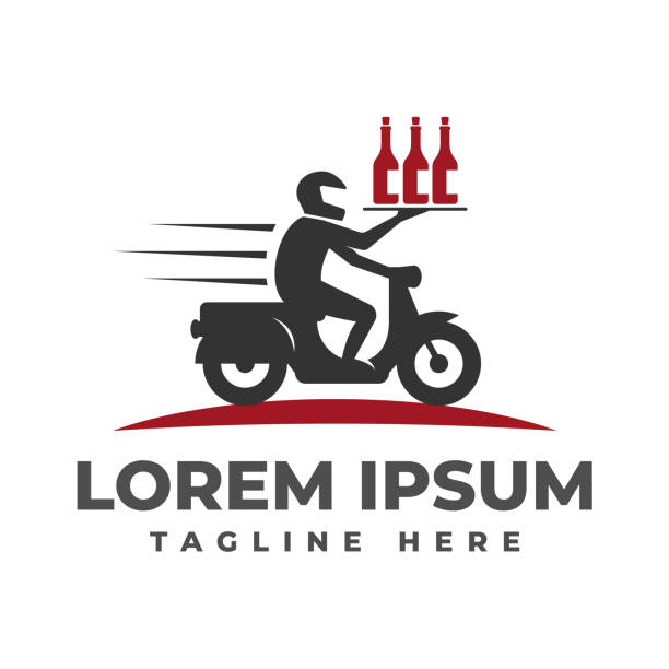 Wine Delivery with Motorcycle Vector Icon Wine Delivery with Motorcycle Vector Icon Illustration wine shipping stock illustrations