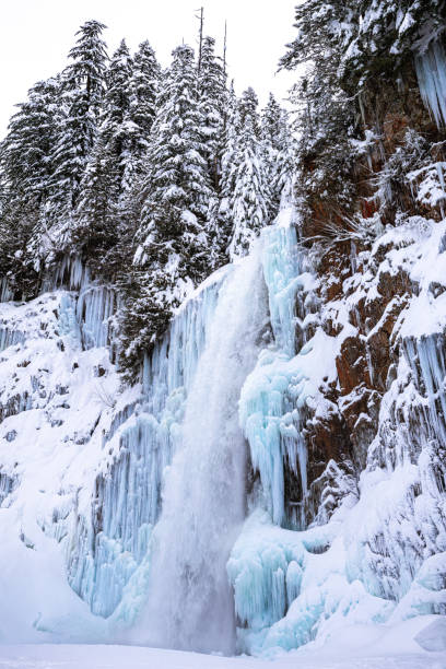 istock Tall Waterfall in Snow Covered Winter Landscape 1249489860