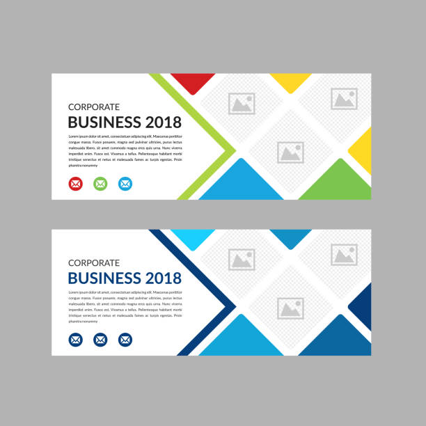 Horizontal layout banner with mosaic square photo collage. horizontal layout banner, mosaic square with space for photo collage, colorful and flat blue color. white color background. photograph template stock illustrations