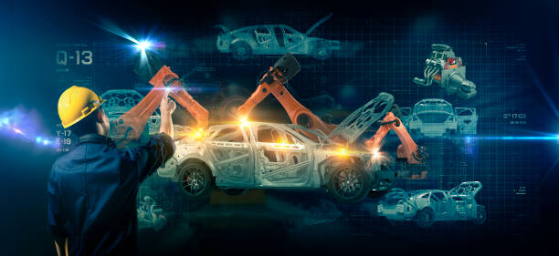 istock Engineer smart factory machine AR augmented reality digital technology futuristic, industry productive management VR technology app system production control 1249498783