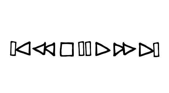 Back Pause Forward Player Buttons Play Stop Pause Forward Backward Hand Drawn In Doodle ...