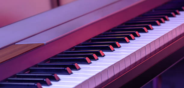 istock Piano keys on a beautiful colored background. 1249503296