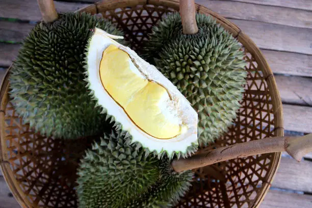 photo of durian fruit in the basket