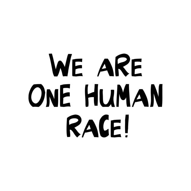 istock We are one human race. Quote about human rights. Lettering in modern scandinavian style. Isolated on white background. Vector stock illustration. 1249519785