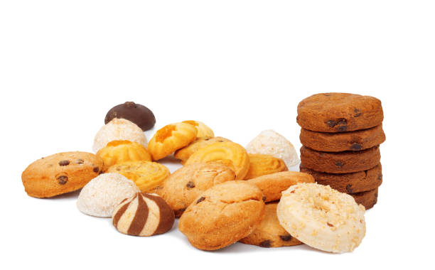 istock Tasty fresh cookies on isolated background 1249520726