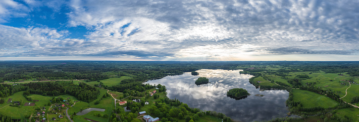 Panoramic fluffy cloud in the blue sky