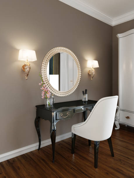 istock Dressing classic table, black, in the bedroom. 1249524517