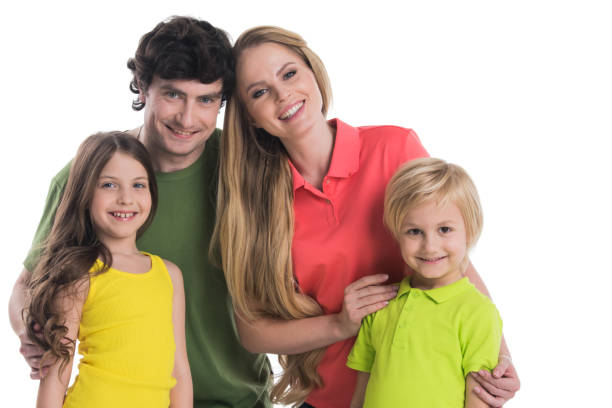 istock Family with two children on white 1249527428