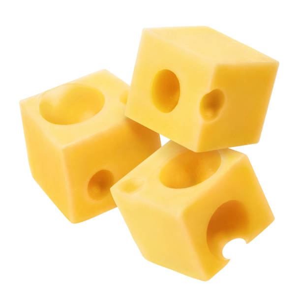 istock Close-up of delicious cheese cubes on white 1249541337