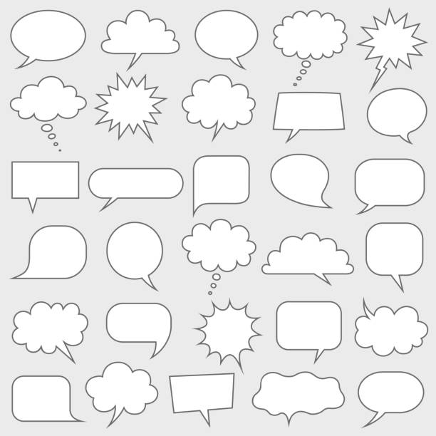 ilustrações, clipart, desenhos animados e ícones de ícones da bolha de fala - cloud ideas contemplation concentration