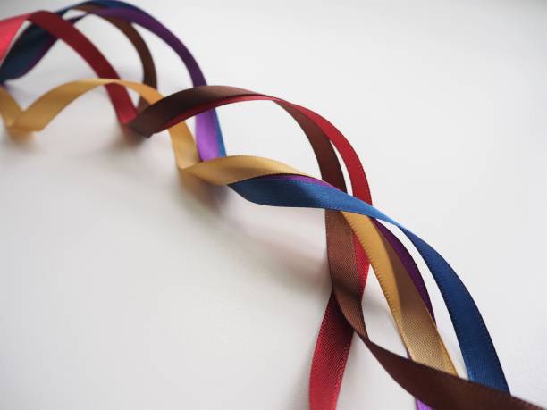 istock Colorful curled ribbons on white background 1249542929