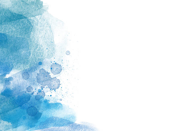 istock Blue abstract watercolor backround  on white background, big size border 1249543980