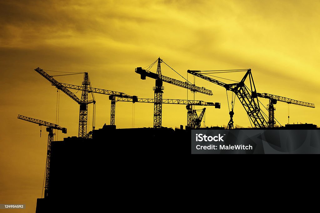 Atardecer en cranes - Foto de stock de Acero libre de derechos