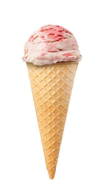 istock strawberries ice cream waffle cone on white background 1249547488