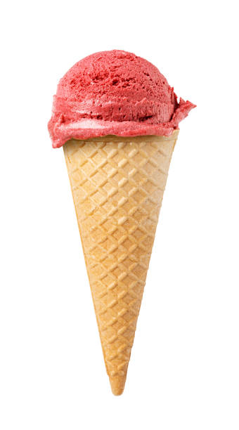 istock strawberries ice cream waffle cone on white background 1249547491