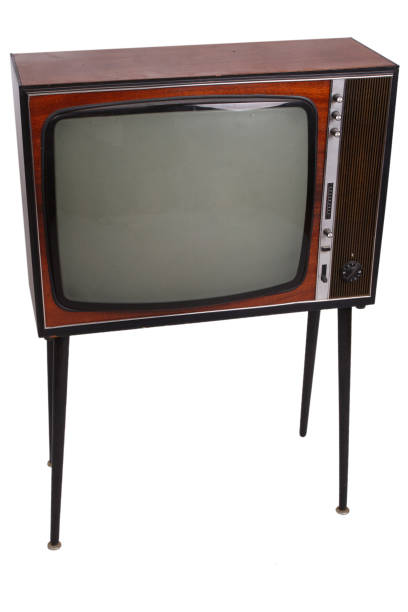 istock Vintage retro black and white TV 1249548274